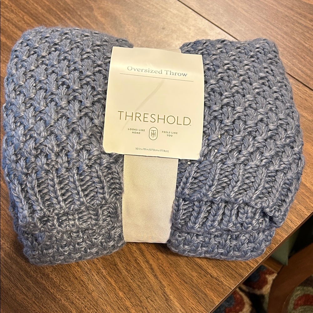 Threshold Chunky Knit Blue Throw Blanket